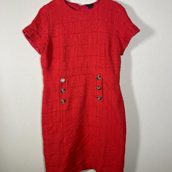 Ann Taylor Dresses & Skirts - Ann Taylor Women's SS Orange Button Detail 70's Retro Midi Dress 12P